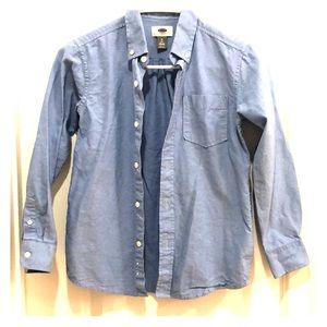 Boys button down cotton classic blue dress shirt